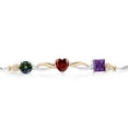 thumbnail image 2 of Gem Stone King 925 Silver and 10K Yellow Gold Green Mystic Topaz Red Garnet Purple Amethyst and Lab Grown Diamond Tennis Bracelet for Women By Keren Hanan (2.20 cttw, Adjustable up To 9 inch), 2 of 4