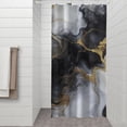 thumbnail image 2 of Black White Gold Marble Pattern Shower Curtain 36"x72" ,Bathroom Decorative Shower Curtains Set with 12 Hooks,Modern Waterproof Washable Shower Curtain, 2 of 6