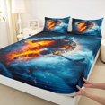 thumbnail image 3 of Manfei Sport Theme Queen Sheet Sets,Ice Hockey Lover Flat Sheet,Orange Blue Queen Fitted Sheet For Boys Kids,Luxury Bedroom Decor,4-Piece, 3 of 7