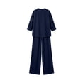 thumbnail image 6 of VBVC Women's 3/4 Sleeve 2 Piece Set,V-Neck Top and Wide Leg Pants For Women, Ladies' Breathable Summer Workwear with Pockets,Navy,S-3XL, 6 of 8