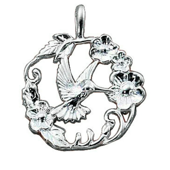 Sterling Silver 16" .8mm Box Chain Hummingbird Pendant Necklace