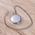 thumbnail image 3 of Mens Blank Stainless Steel Case White Dial Arabic Numeral Pocket Watch with Chain, 3 of 4