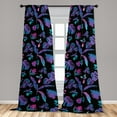 thumbnail image 2 of Tropical Window Curtains, Retro Wave Inspired Abstract Exotic Monstera Banana Leaf Pattern, Lightweight Decor 2-Panel Set with Rod Pocket, Pair of - 28"x63", Violet Aqua Charcoal Grey, by Ambesonne, 2 of 3