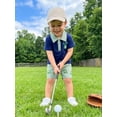 thumbnail image 6 of Loicainy Baby Toddler Boy Clothes 3 6 12 18 24 Months 2T 3T Short Sleeve Embroidery Shirt with Plaid Shorts Summer Outfit Set, 6 of 9