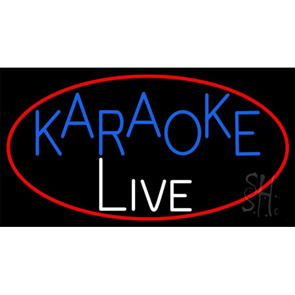 Cursive Karaoke Live LED Neon Sign 13" Tall x 24" Wide - inches Black Square Cut Acrylic Backing, with Dimmer - Premium built indoor Sign for Studio, Club, Home décor, Event, Workshop, Storefront.