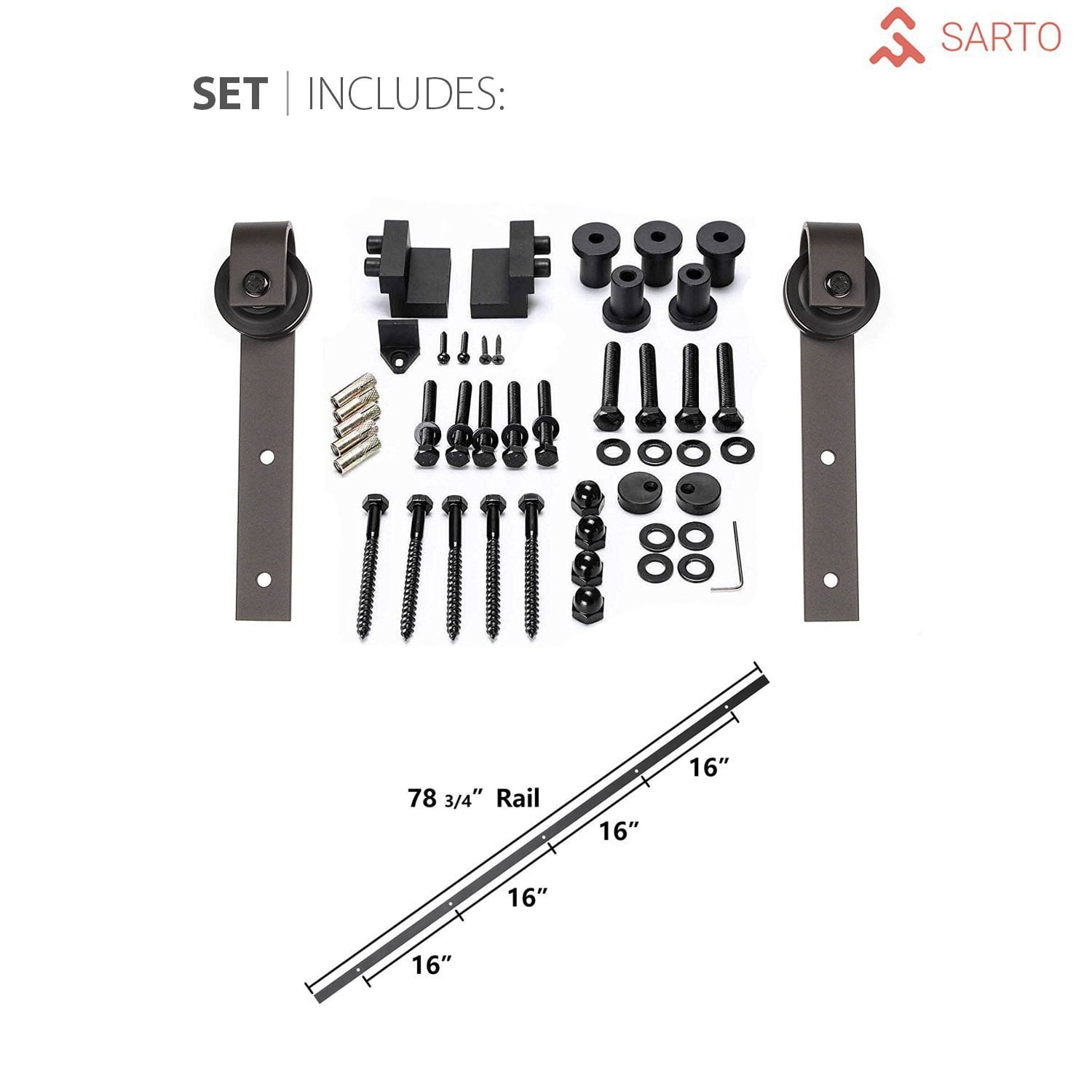 Sturdy Barn Door with Hardware – Planum 0020 Matte Black