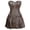 Brown, variant on Green Leather Corset Dress Skirts Set Burlesque Zipper Steampunk Bustiers Overbust Plus Size Lingerie 2XL
