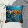 thumbnail image 2 of RUIYC Sea Turtle Pillow Cases Standard  - Microfiber Bed Throw Pillow Covers, Coastal Ocean Teal Nautical Vintage Wooden Lumbar Pillow Cover with Envelope Closure for Sofa/Travel ", 2 of 5