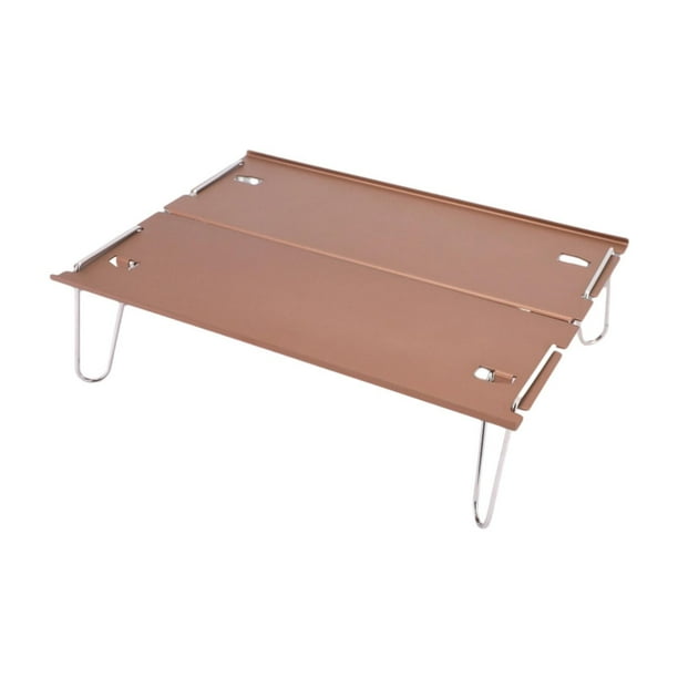 Mesa de camping pequeña, portátil y ultraligera, ideal para acampar al aire libre. Marrón claro