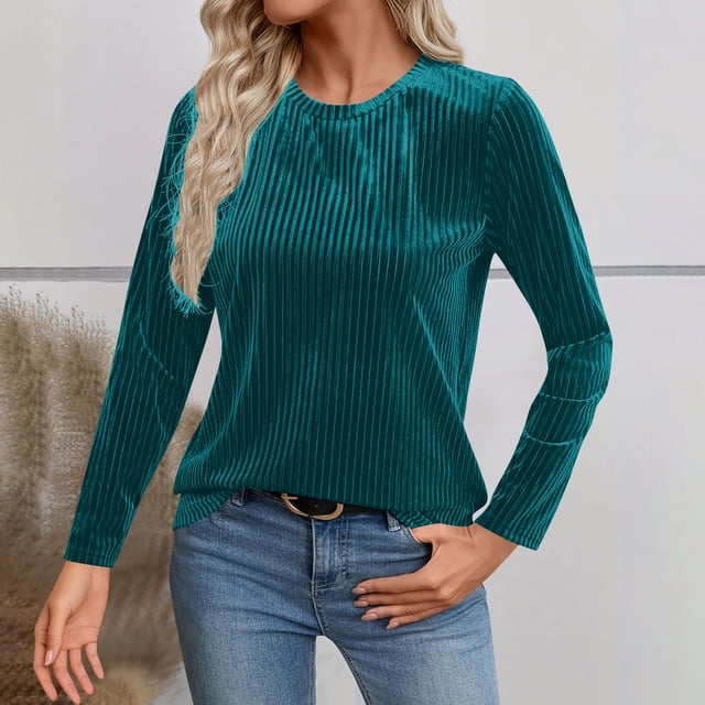 Ounisa Long Sleeve Shirts for Women Casual Fashion Loose Fit Womens Tops Crewneck Basic Pullover Tunics