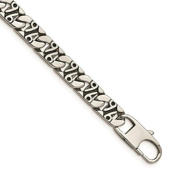 Primal Steel Stainless Steel Polished and Antiqued Links 8.75 Inch Bracelet