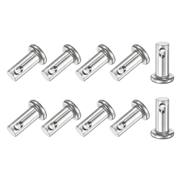 Uxcell Paquete de 10 Pasadores de Clevis de un Solo Agujero, M5 x 12mm Pasadores de Clevis de Cabeza Plana de Acero Inoxidable 304