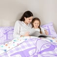 thumbnail image 4 of Erosebridal Purple Dreamy Princess Style Queen Comforter Set For Kids,Kawaii Bow Theme Initial Letter H Alphabet Bedding Comforter Set,Colorful Stars Reversible,3 Pieces, 4 of 7