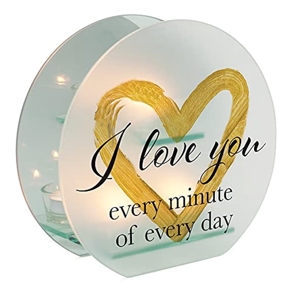 I Love You Every Minute Every Day Frosted Glass Mirrored Tea Light Holder