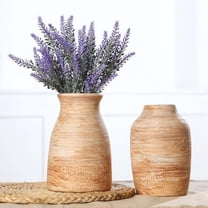 Ceramic Rustic Vase Set of 2 Neutral Terracotta Vases,Farmhouse Decor Cotta Vase Pottery Decorative Flower for Home Table Living Room Table Shelf Entryway Decor