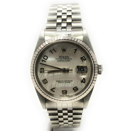 Rolex Mother Of Pearl Bracelet - Rolex Datejust 16234 White Mother Of Pearl Arabic dial and an 18kt White Gold Fluted Bezel (Certified Pre-Owned)