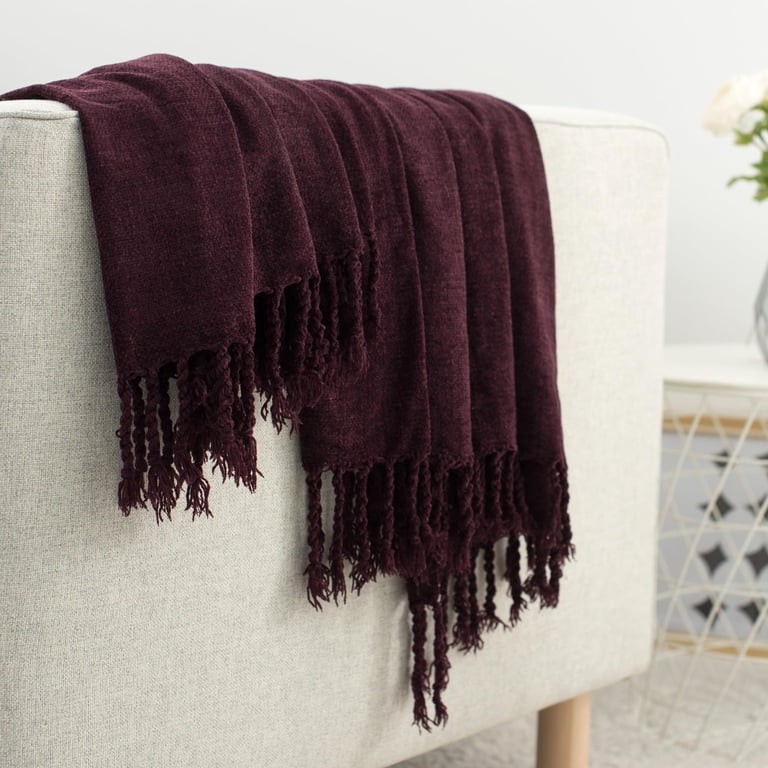 VERAMUSE Chenille Throw Blanket for Couch 60