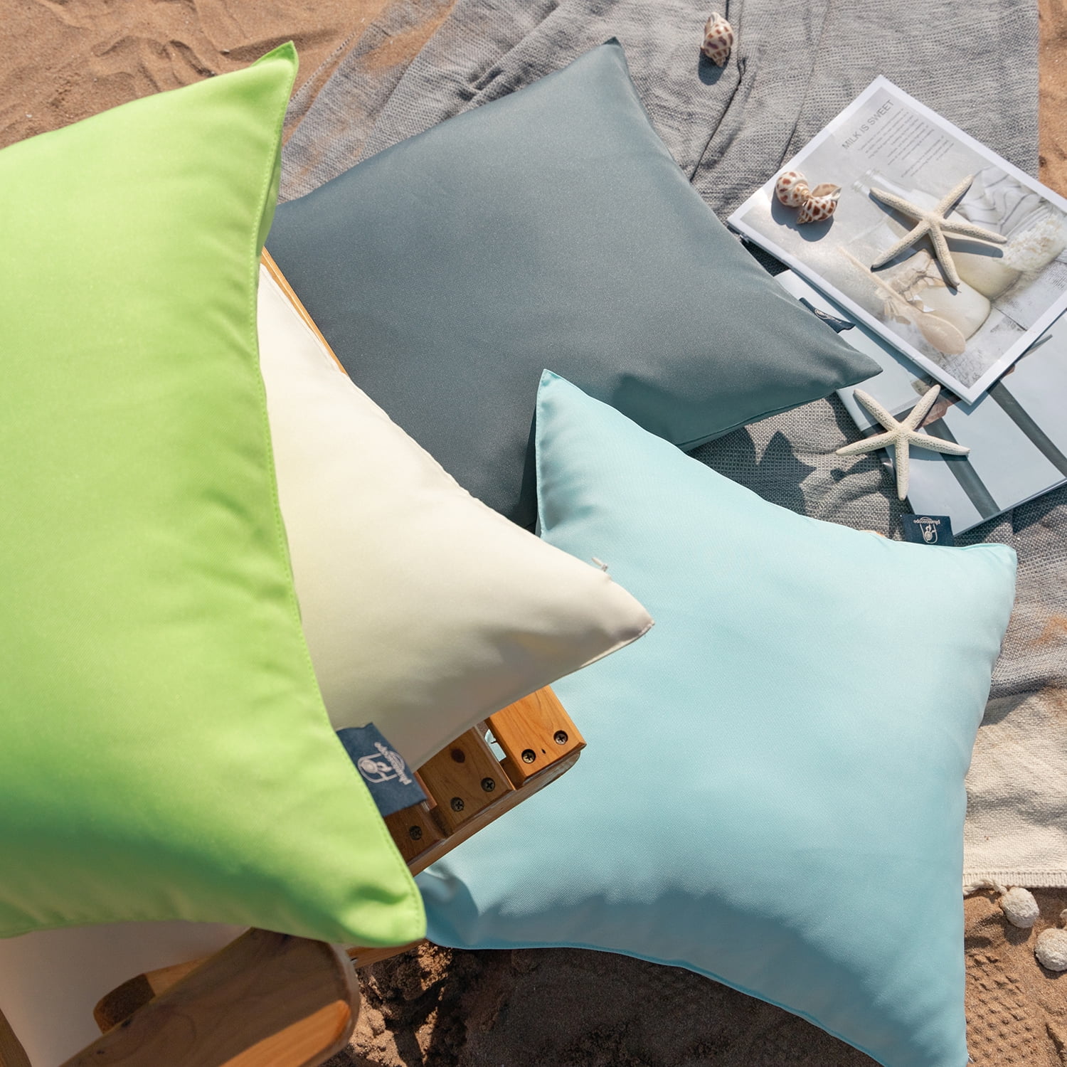 Phantoscope Outdoor Waterproof Decorative Throw Pillow, 20" x 20", Gray, Pack of 2