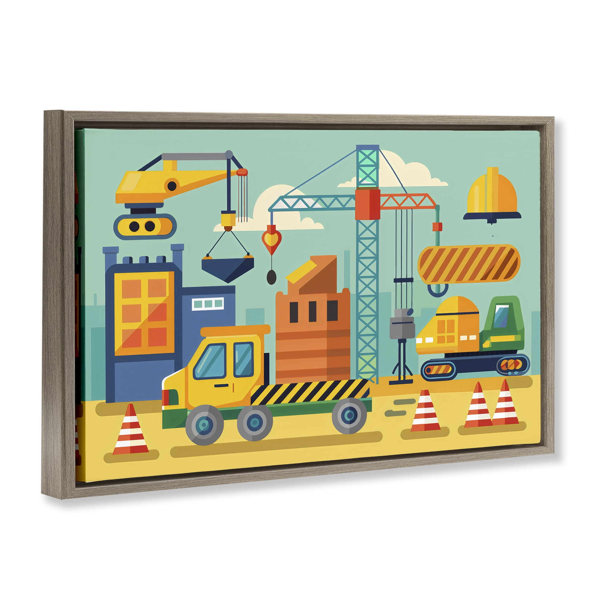 Stupell Industries Industrial Construction Site Brown Framed Floater Canvas Wall Art, design by Creative Studio