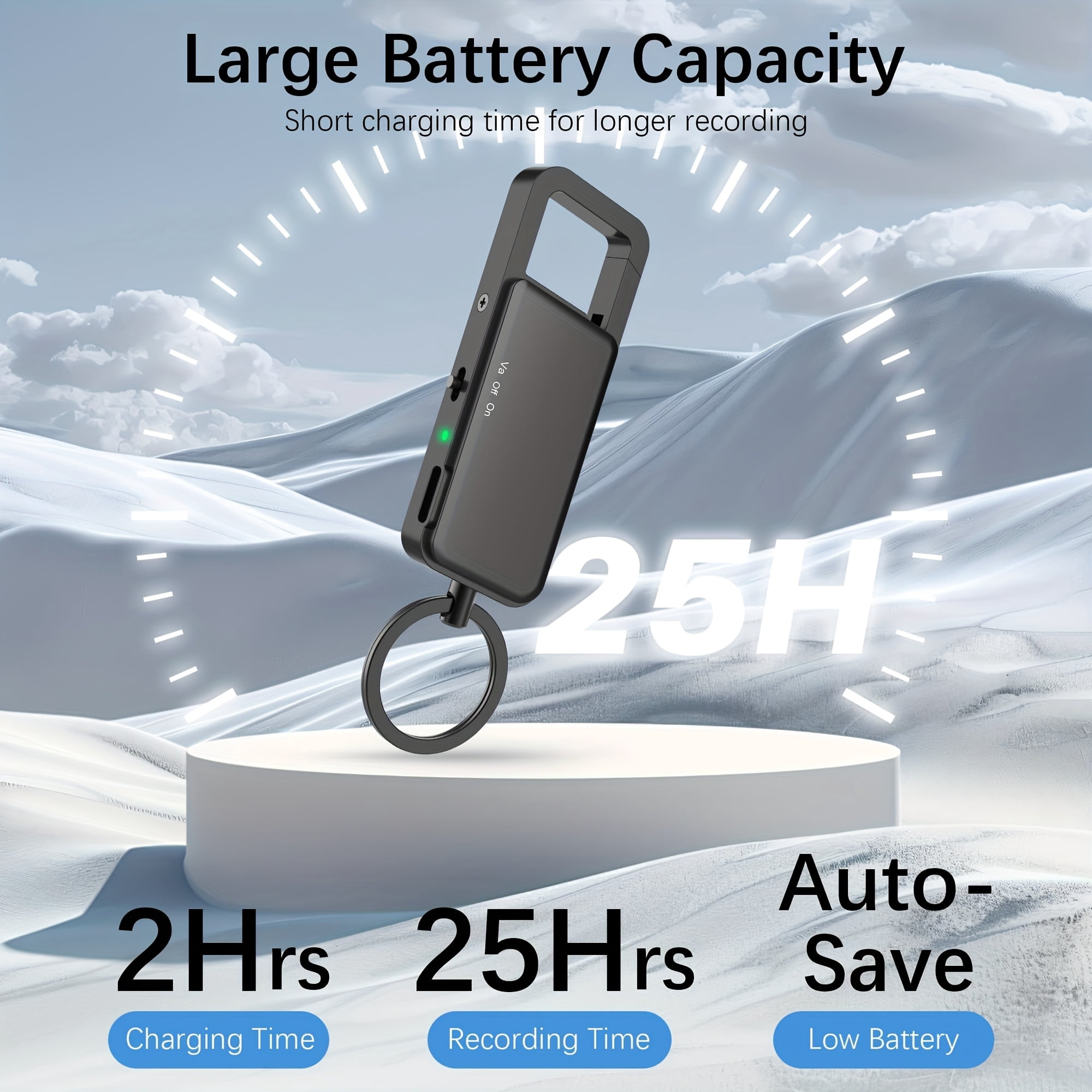 128GB Voice Recorder With Playback 9000 Hours Audio Storage, 24 Hour Battery Life, USB C Voice Activated Recorder With Noise Reduction For Lectures, Meetings, And Interviews