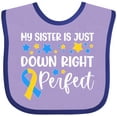 thumbnail image 3 of Inktastic My Sister is Just Down Right Perfect Down Syndrome Awareness Ribbon Boys or Girls Baby Bib, 3 of 4