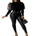 thumbnail image 1 of PENGXIANG Femmes Col Roulé Mesh Polka Manches Longues Transparentes Pull Top Pull Chemisier, 1 of 5
