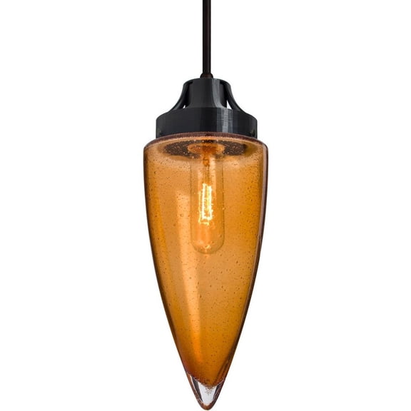 Besa Lighting - Sulu - 1 Light Cord Pendant Black Amber Bubble Black Finish with