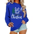 thumbnail image 2 of Clothing 2025 Womens Oversized Sweatshirt Just A Girl Who Loves Christmas Tree Sweatshirt Shirts for Women Xmas Splicing Pullover Shirt Top Christmas Sweatshirt for Women Blue L, 2 of 5
