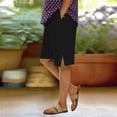 thumbnail image 2 of Xfvqtps Women Plus Size Shorts with Pocket Knee Length Side Slit Button Decoration Solid Color Casual Summer Shorts, 2 of 7