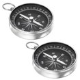 thumbnail image 1 of Brújula de bolsillo [2PCS] - Brújula de navegación para deportes de supervivencia con anillo para llaves para senderismo y acampada - [Tono plateado], 1 of 6