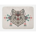 thumbnail image 1 of Tribal Bath Mat, Charming Lion Like Wolf Head with Paisley Ethnic Design Ornaments Print, Non-Slip Plush Mat Bathroom Kitchen Laundry Room Decor, 29.5 X 17.5 Inches, Pearl Coral and Teal, Ambesonne, 1 of 2