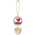 thumbnail image 1 of I Love Italy Word Love Heart Circle Car Keychain Angel Wing Pendant, 1 of 4