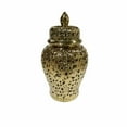 thumbnail image 1 of Benzara BM159475 Magnificently Pierced Ceramic Temple Jar, Gold, 1 of 1