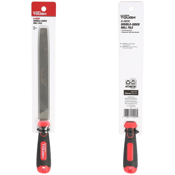 Hyper Tough 8-Inch Steel Mill Bastard File with Ergonomic Soft