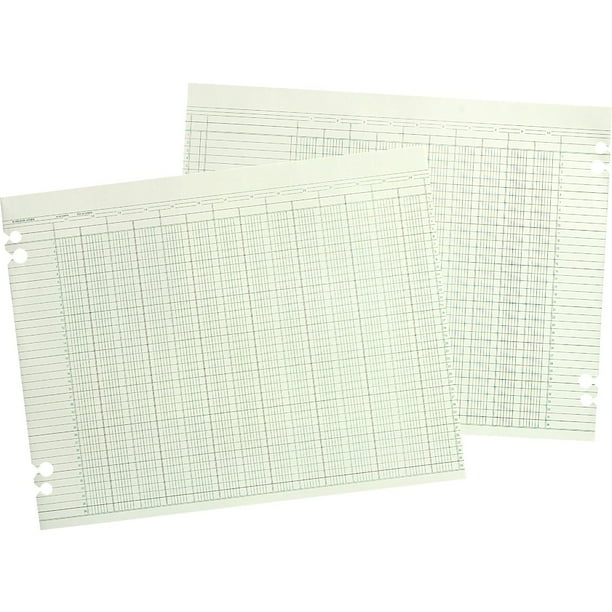 Wilson Jones Ledger Sheet 16 Col Dbl 9 1 4 x11 7 8 100 PK Green G1016