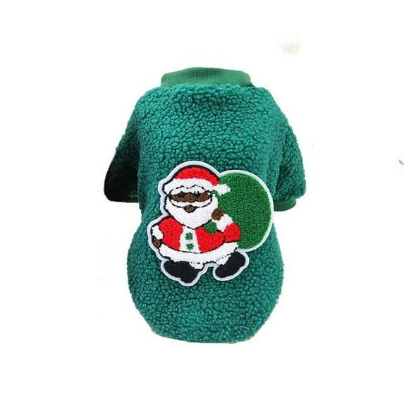 New Year Warm For Small Dogs Cats Christmas Chihuahua Yorkie Shih Tzu Pug Pet Supplies Dog Sweater Pet Clothing Dog Costume Coat XL SANTA CLAUS GREEN