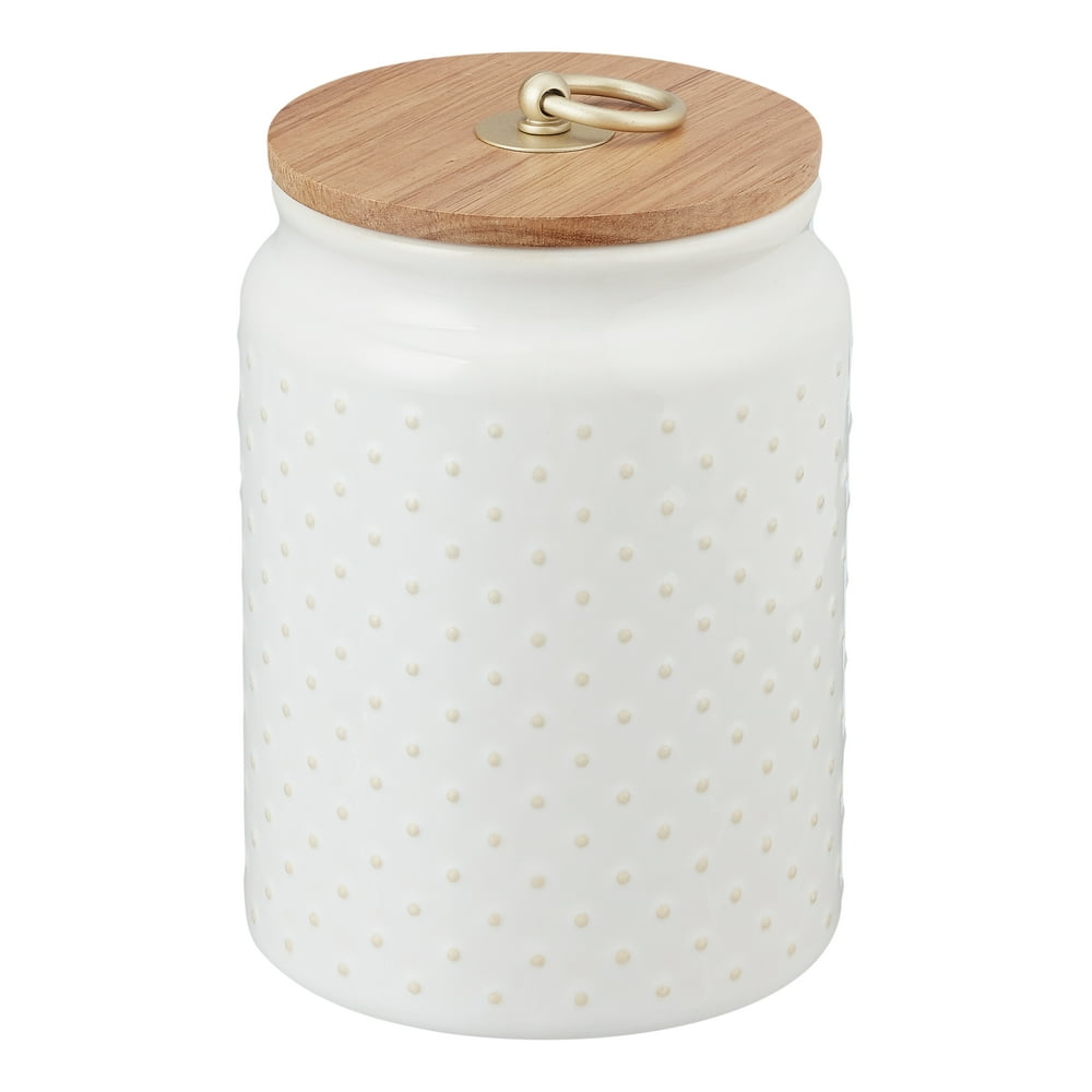 Better Homes & Gardens Ceramic Hobnail Canister Small white , Food
