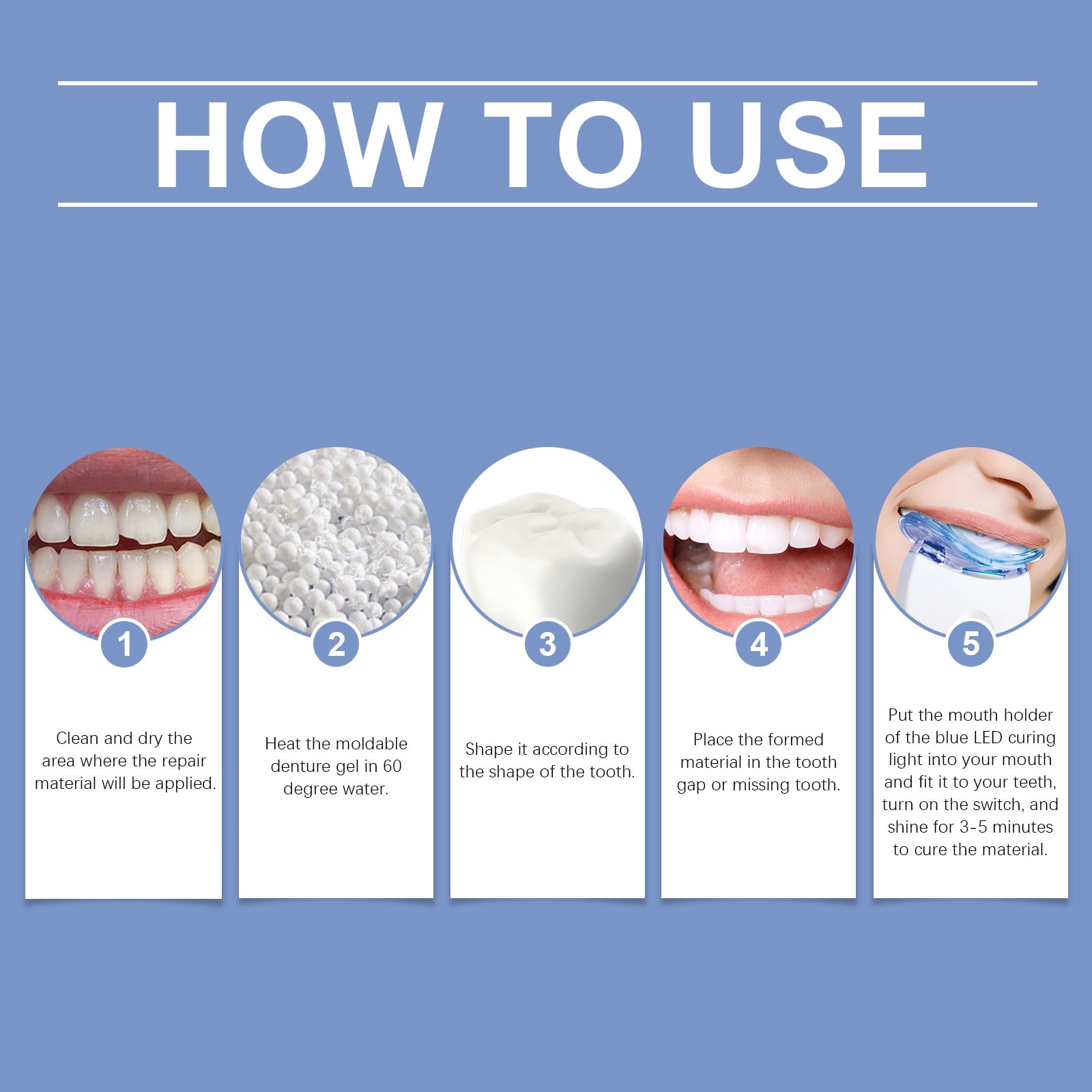 Alvantor Dental Care Kit Tooth Repair Moldable Filling for Missing Broken Teeth Gaps, White