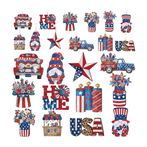 Patriotic Decorations 4Th of July Decorations 24 Pack Rustic Wooden Patriotic Decor for Home Desk Farmhouse