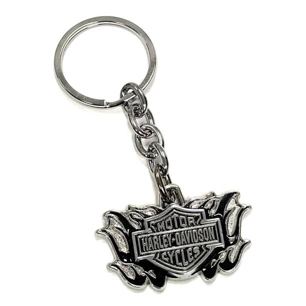 HarleyDavidson HarleyDavidson 3D B&S Black Flames Key Chain Custom