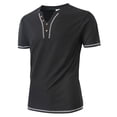 thumbnail image 4 of T-shirts for Men Short Sleeved V-neck Pocket Summer Casual Solid Color Shirt Black XXL, 4 of 6