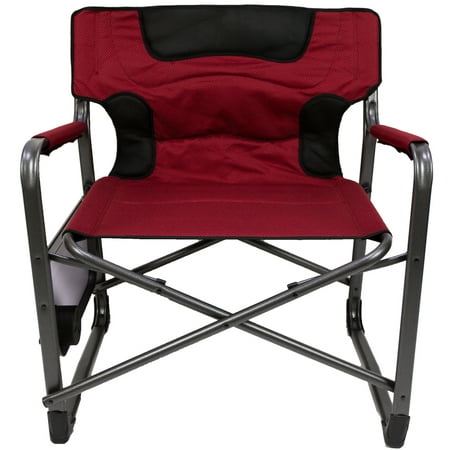 Ozark Trail XXL Folding Padded Director Chair with Side Table, Red 500 lb