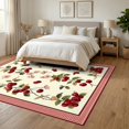 thumbnail image 3 of ODIKA 6'x9' Ultra-Soft Area Rug, Cherries Door Cherry Farmhouse Striped Border Clusters Flowers None Washable, Bare feet friendly, Silk-Touch for Guest Room, Bedroom, 3 of 7
