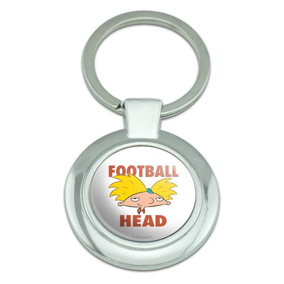 Hey Arnold! Football Head Keychain Classy Round Chrome Plated Metal