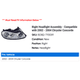 thumbnail image 2 of Right Headlight Assembly - Compatible with 2002 - 2004 Chrysler Concorde 2003, 2 of 2