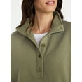 thumbnail image 4 of Time and Tru Women's Quarter Button Fleece Top with Long Sleeves, Size XS-XXXL, 4 of 5