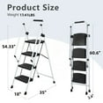 thumbnail image 2 of PUKNLY 4-Step Steel Ladder with Anti-Slip Wide Pedals & Safety Handle - 300lb Capacity Folding Step Stool, Lightweight Portable Ladder for Household Kitchen Use,White,4-Step, 2 of 8