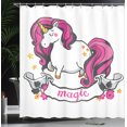 thumbnail image 3 of Ambesonne Cartoon Shower Curtain, Unicorn with Pink Hair, 69"Wx75"L, Pink White, 3 of 4