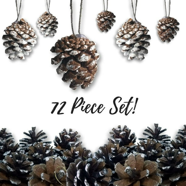 Pine Cone Ornaments Set Of 72 Small Brown Ornaments With Frosted Snow Covered Tips Christmas Hanging Pinecone Ornaments Snow Covered Pine Cones By Banberry Designs Ship From Us Walmart Com Walmart Com
