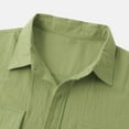 thumbnail image 5 of Babysbule Shirts for Men Men Casual Solid Buttons Beach Double Pocket Turndown Short Sleeve Shirt Blouse, 5 of 9